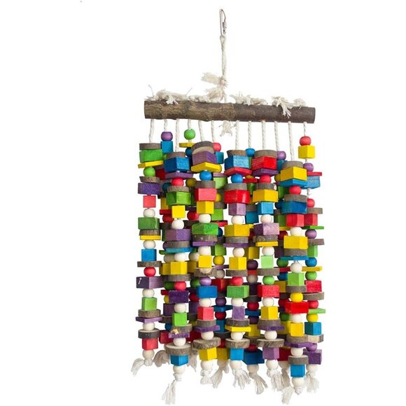 Extra Large Bird Parrot Chewing Toy-Multicolored Natural Wooden Blocks Bird Tear - Picture 4 of 7